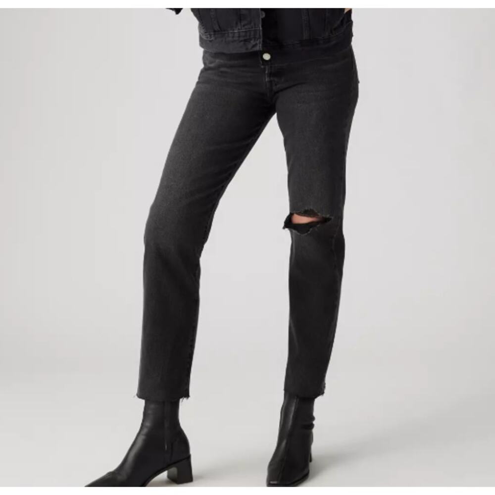 Levi's Wedgie Straight Black Gray Button Fly High Waisted Jeans Women's size 29